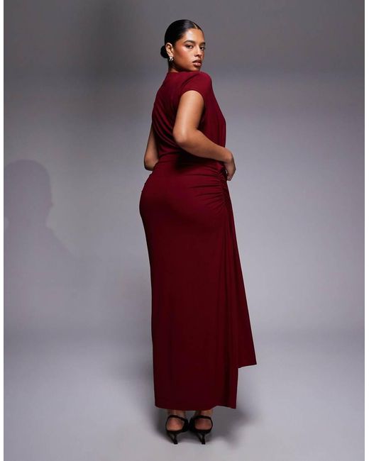 ASOS Asos Design Curve Draped Cap Sleeve Midaxi Dress-red