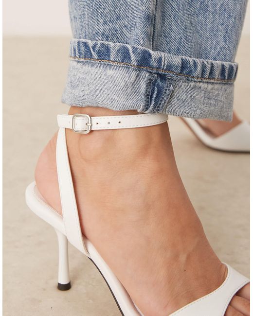 Asos Design Wide Fit Blue Hollow Barely There Heeled Sandals
