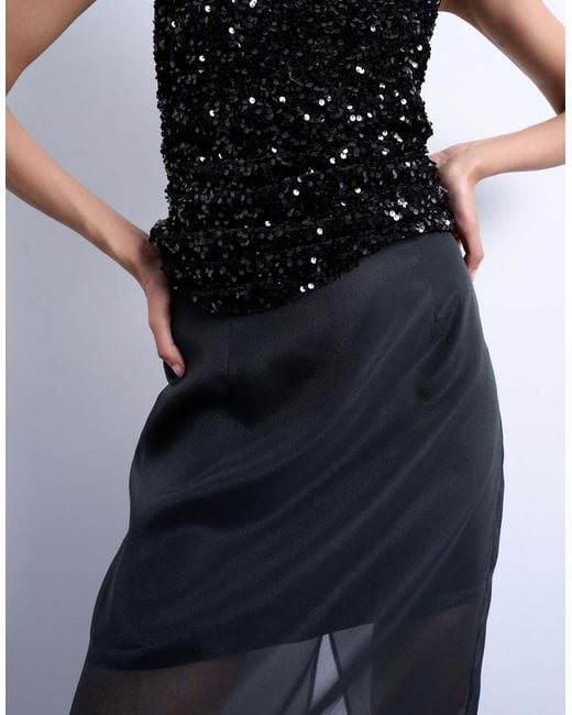 TOPSHOP Blue Co-Ord Sheer Organza Maxi Skirt