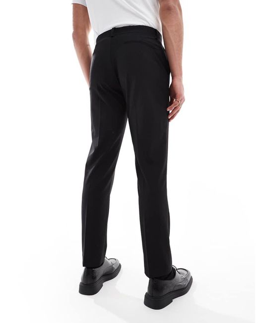 Pantalones De Traje Negros De Corte Slim De Tejido Ligero De Lana Peinada Lavable De ASOS de hombre de color White
