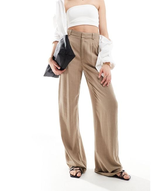 ASOS White Tall Wide Leg Dad Pants With Linen
