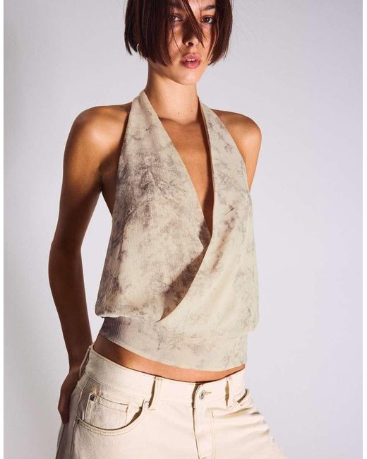 Bershka Natural Crossover Halter Top