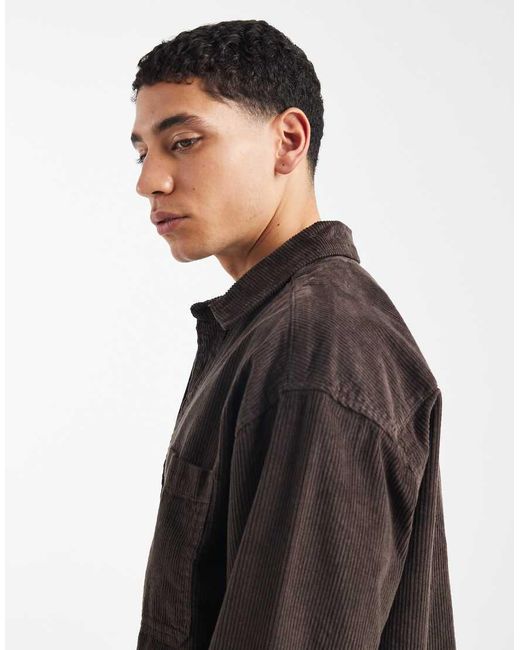 ASOS Brown Oversized Cord Shirt for men