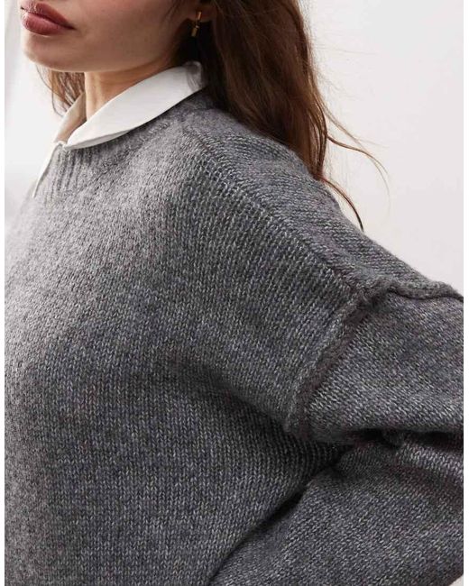 Noisy May Gray Exposed Seam Detail Jumper