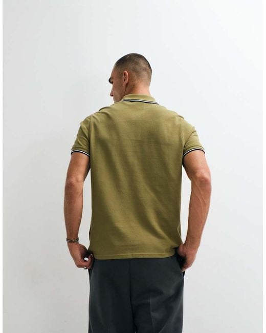Barbour Green Evan Short Sleeve Tipped Polo Shirt for men