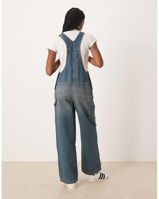Dickies Blue Mechanic Wide Leg Denim Dungarees