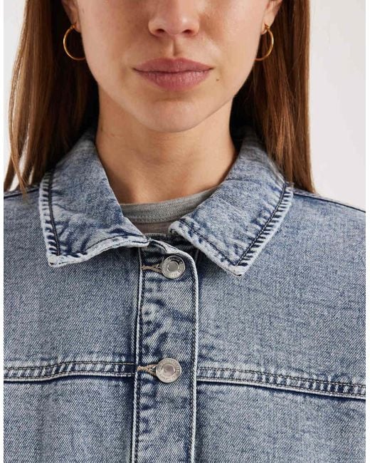 Vero Moda Blue Denim Shacket With Front Pockets