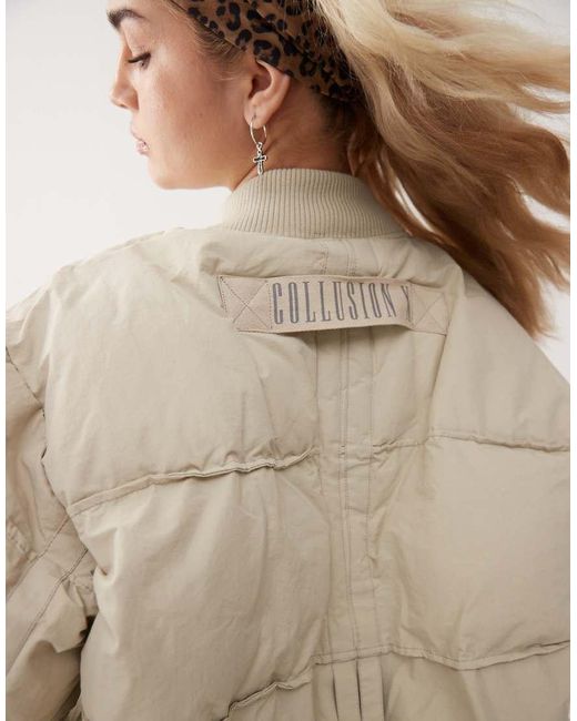 Bomber Oversize Color Écru Con Logo di Collusion in Natural