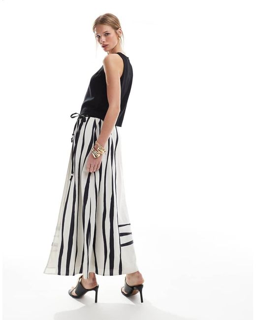 French Connection White Genevive Linen Midi Skirt