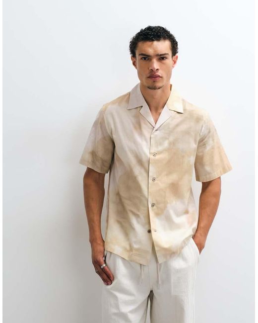 Mango Natural 100% Cotton Relaxed Fit Tie Dye Print Short Sleeve Shirt for men