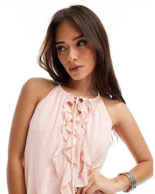 TFNC London Pink Tiered Mini Dress With Ruffle Detail