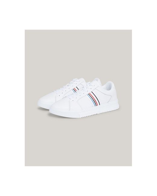 Tommy Hilfiger White Side Stripe Trainers for men