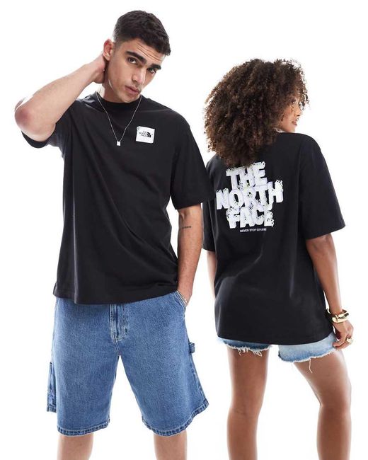 The North Face Blue Stone Block Logo Backprint Oversized T-shirt