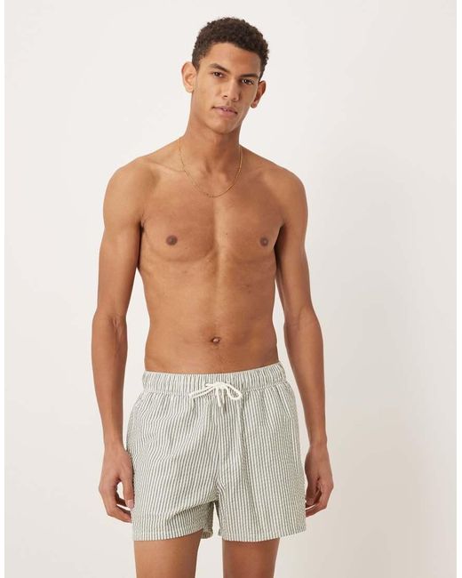 ASOS White Seersucker Swim Shorts for men