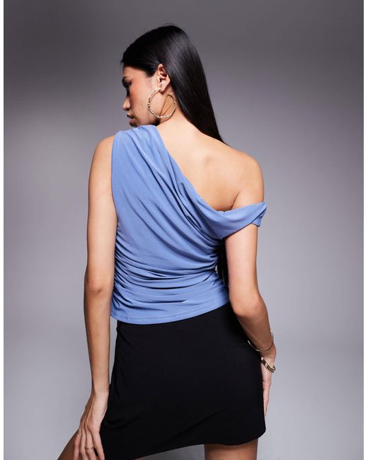 Missy Empire Blue Missy empire exklusiv – anschmiegsames, doppellagiges und schulterfreies oberteil