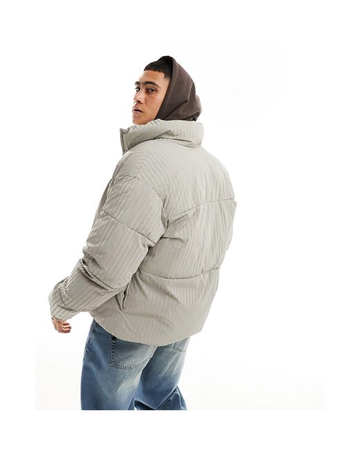 ADPT Gray Oversized Puffer With 3d Stripe for men