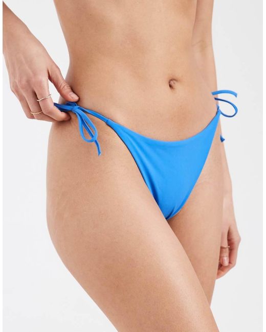 & Other Stories Blue Mix And Match Tie Side Triangle Bikini Bottom