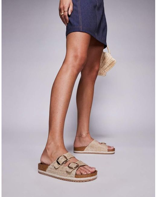 Sandalias Estilo Alpargatas Con Dos Tiras Con Hebillas De -Neutro South Beach de color Natural
