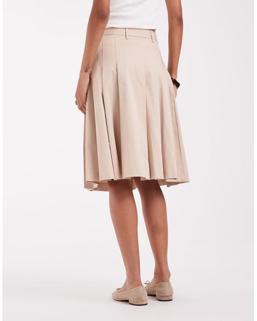Lacoste Pink Pleated Cotton Midi Skirt
