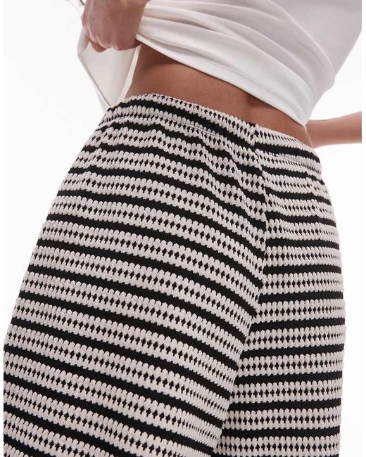 TOPSHOP White Textured Stripe Shorts