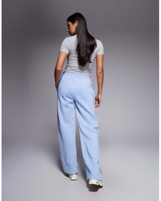 Kaiia Blue Cotton Rich Embroidered Logo Contrast Stripe Detail Wide Leg joggers Co-ord