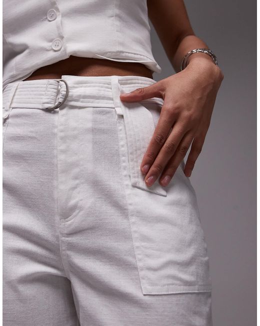 emory park Purple Belt Detail Wide Leg Linen Look Pants