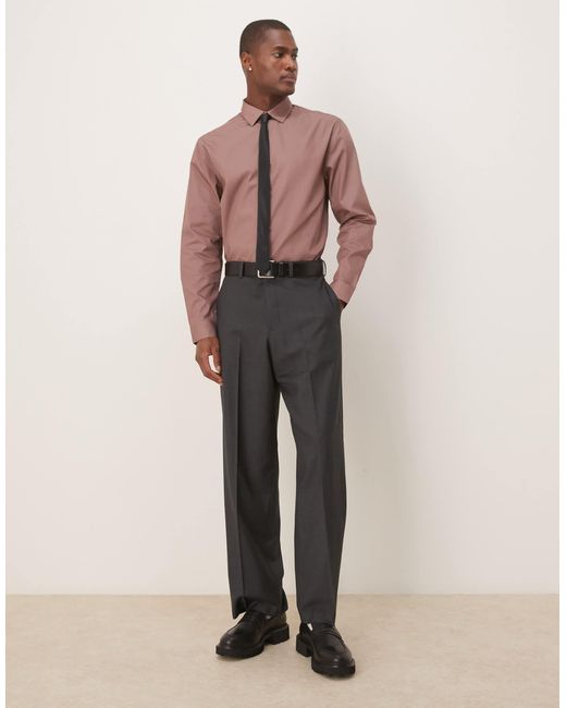 ASOS Pink Formal Easy Iron Poplin Regular Shirt for men