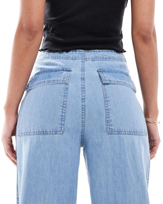 ASOS Blue Soft Wide Leg Jean With Tie Waist