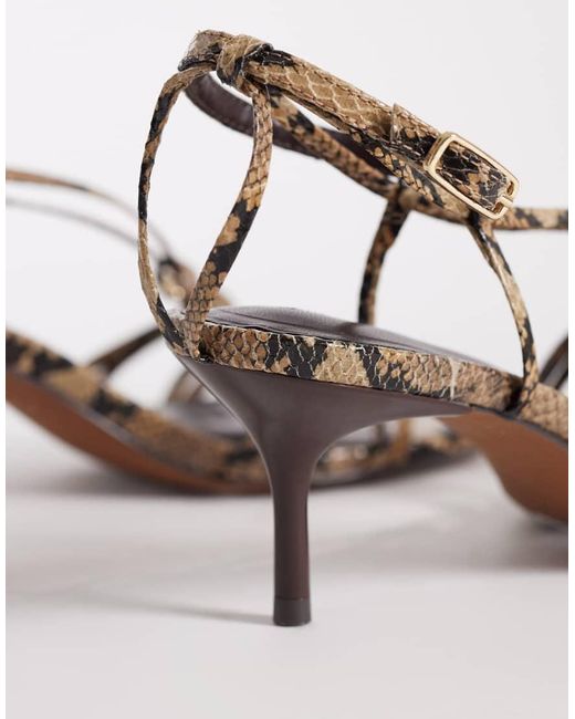 ASOS Metallic Hideaway Ring Detail Strappy Kitten Heeled Sandals