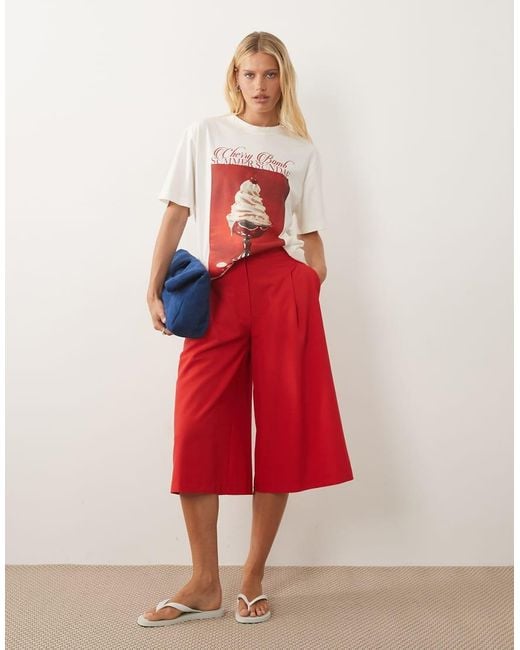 ASOS Red Oversized T-Shirt With Summer Sundae Graphic