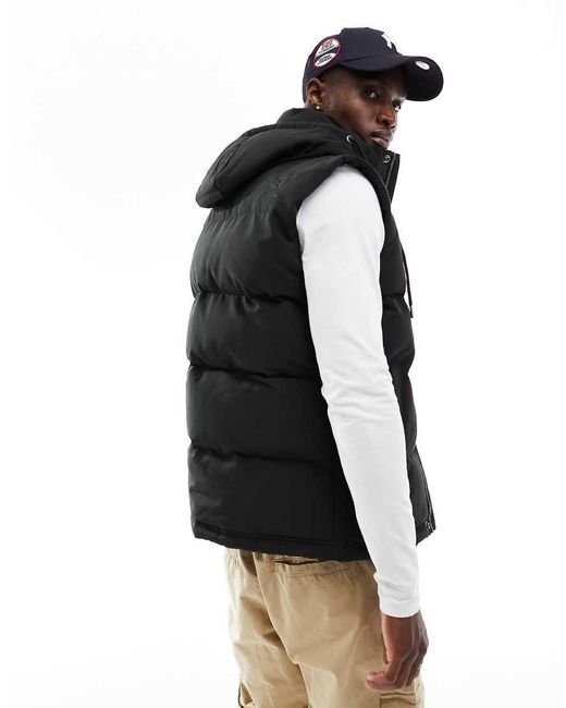 Superdry Black Hooded Everest Puffer Gilet for men