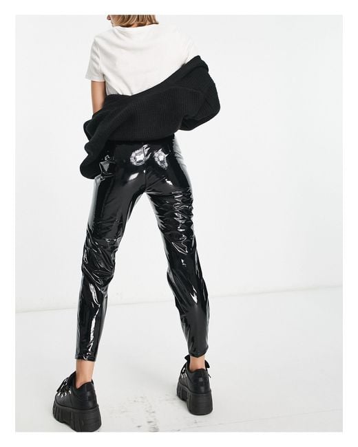 Noisy May Vinyl High Waisted Trousers in Black Lyst