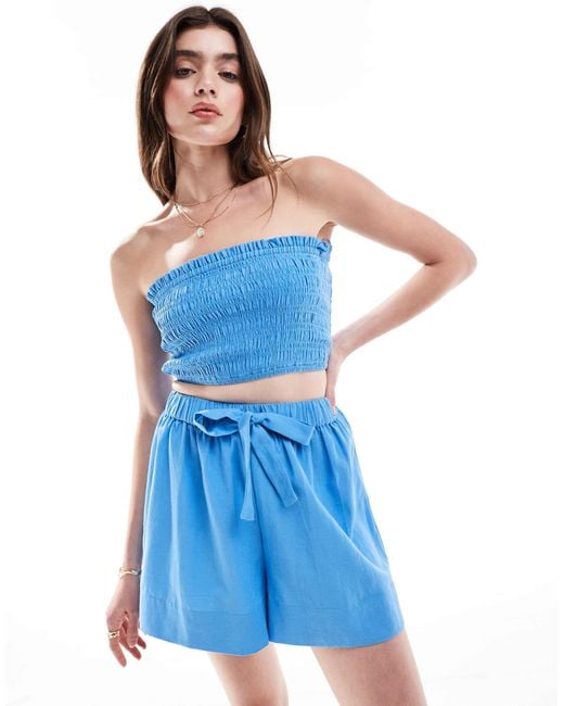 ASOS Blue Isabel Mix & Match Linen Look Beach Short