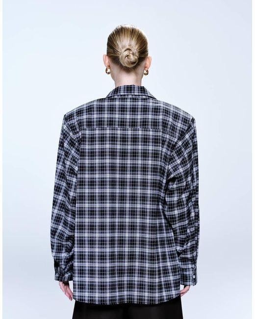 Lioness Black Notting Hill Cotton Oversized Shoulder Pad Detail Multiway Button Front Shirt
