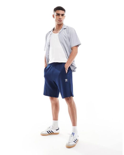 Adidas Originals Blue Essentials Trefoil Shorts for men