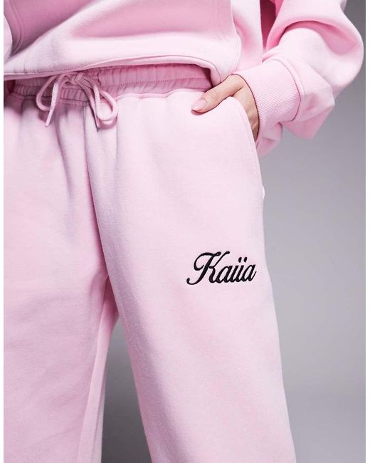 Joggers Rosas Y Negros Con Logo De Texto Bordado De (Parte De Un Conjunto) Kaiia de color Pink
