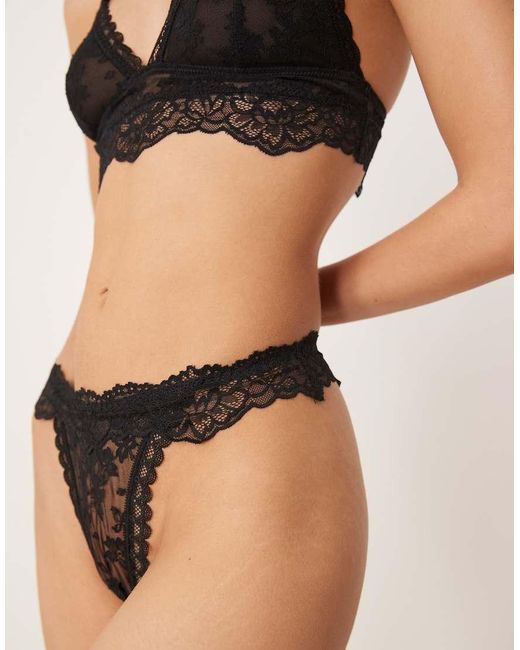 ASOS Black Lyla All Over Lace Thong