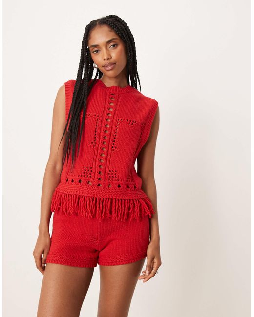 ASOS Red – weitmaschige shorts
