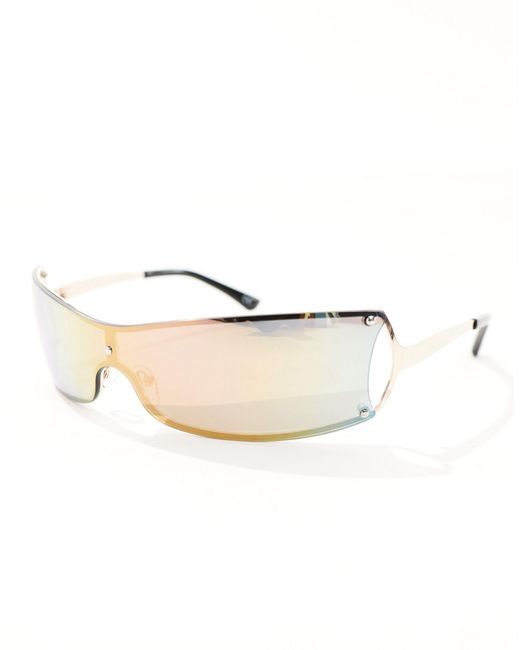 ASOS Green Rimless Wrap Sunglasses for men