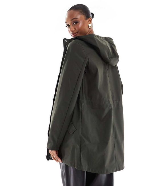 Vero Moda Black Coated Rain Jacket With Hood