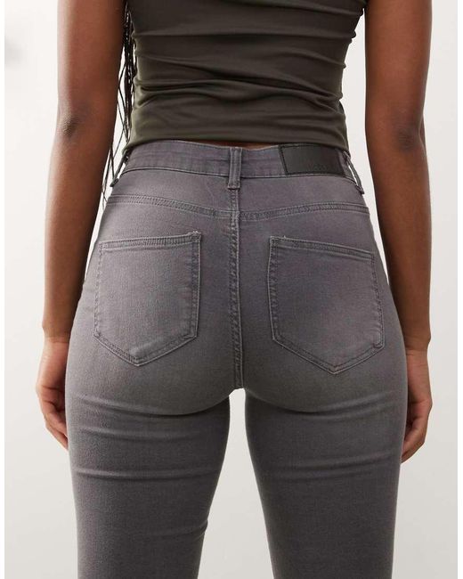 Noisy May Gray Callie High Waisted Skinny Jeans