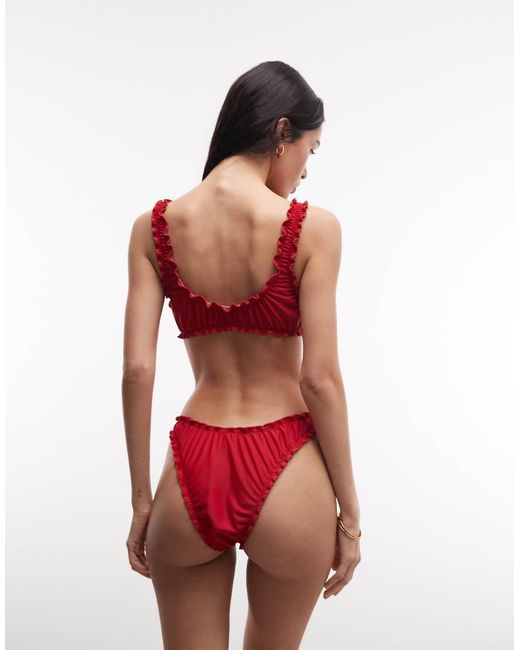 Collusion Red Frill Brazilian Bikini Bottoms
