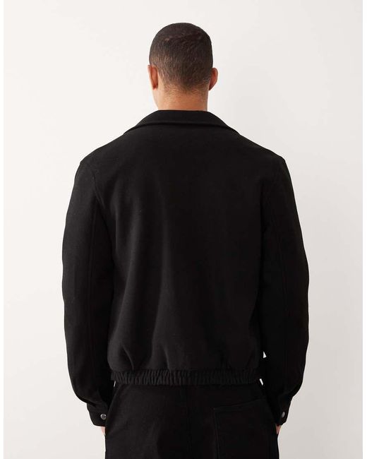 Chaqueta Harrington Negra De Tejido Efecto Lana De ASOS de hombre de color Blue