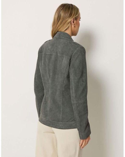 Long Tall Sally Gray Suede Biker Jacket