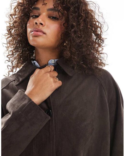ASOS Brown Faux Suede Car Coat