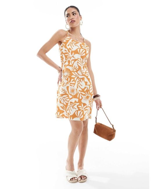ONLY Metallic Linen Mix Mini Dress