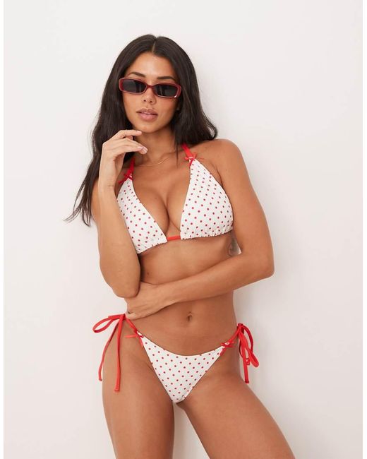 Peek & Beau Brown Polka Dot Print Triangle Bikini Top