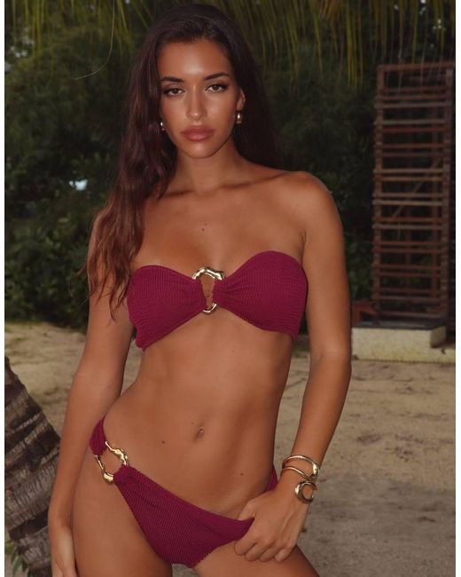 Moda Minx Red Mangole Scrunch Fixed Bikini Bottoms