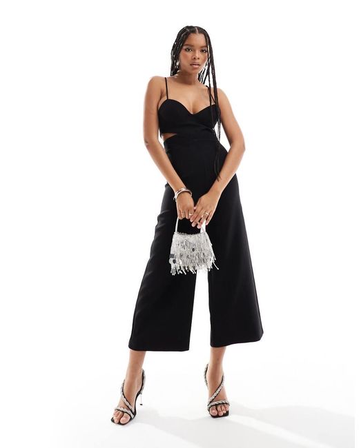 Mango Black Cut Out Cami Jumpsuit