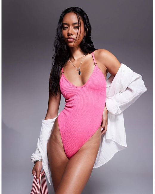The Frolic Pink Exclusive Crinkle Scoop Front Swimsuit